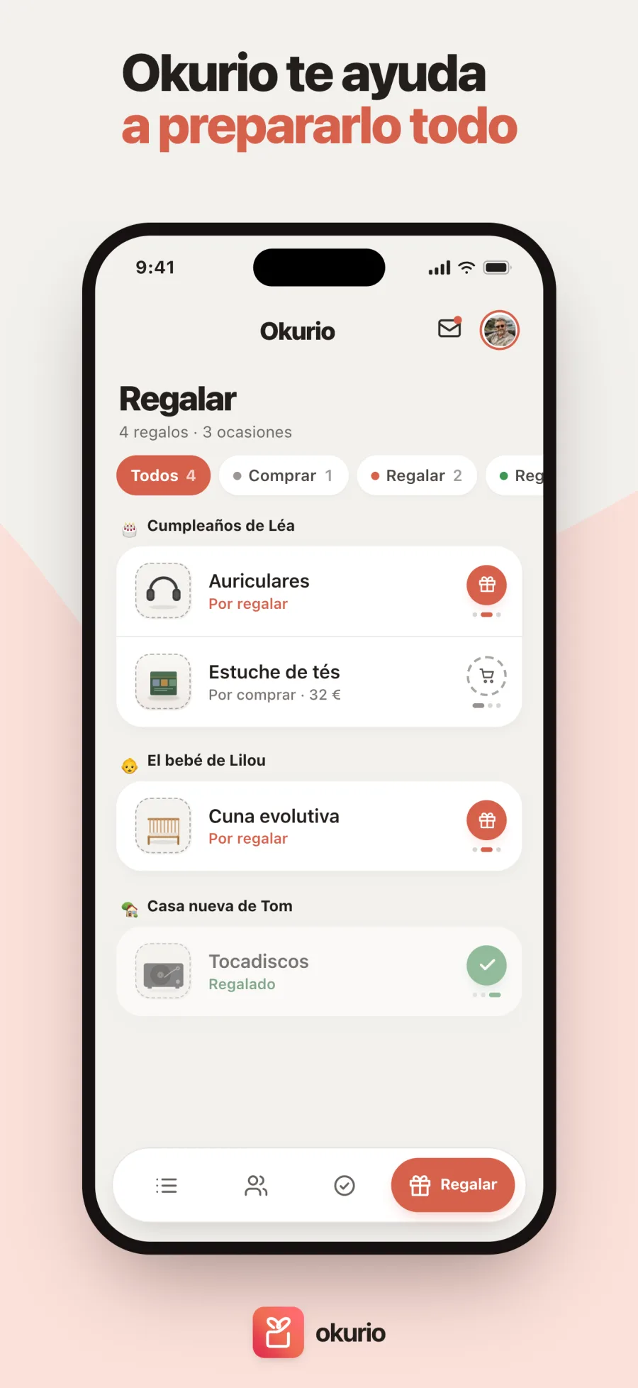 Okurio te ayuda a prepararlo todo — los regalos que quedan por pedir, comprar y entregar