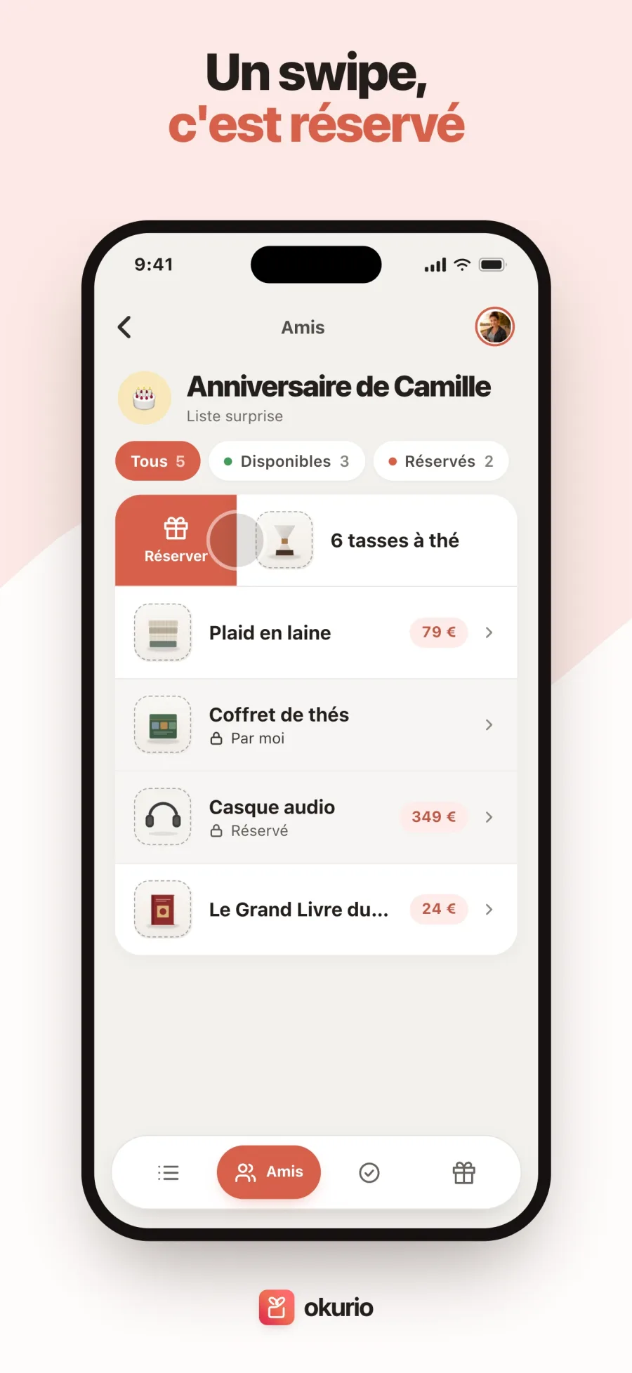 Un swipe, c’est réservé — réserver un cadeau sur la liste d’un ami d’un simple swipe